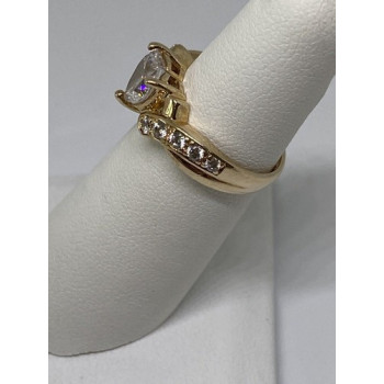 925 Sterling Silver Vermeil Heart CZ Ring Size 4.75