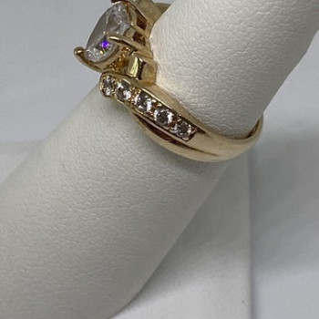925 Sterling Silver Vermeil Heart CZ Ring Size 4.75