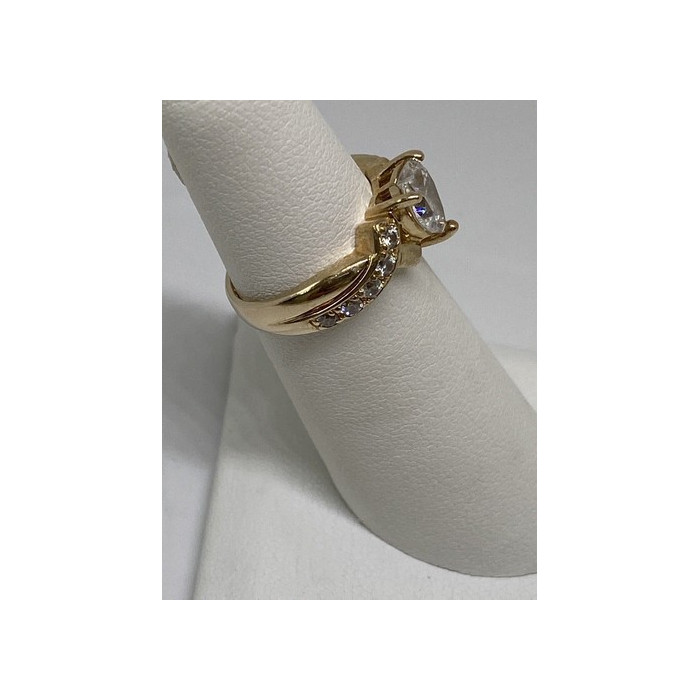 925 Sterling Silver Vermeil Heart CZ Ring Size 4.75