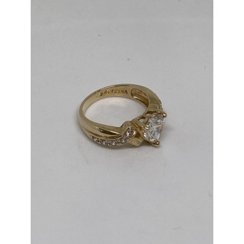 925 Sterling Silver Vermeil Heart CZ Ring Size 4.75