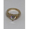 925 Sterling Silver Vermeil Heart CZ Ring Size 4.75