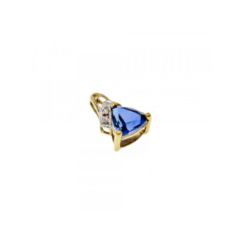 10K YELLOW GOLD LONDON BLUE TOPAZ & DIAMOND PENDANT