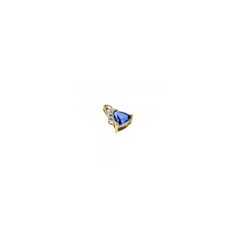 10K YELLOW GOLD LONDON BLUE TOPAZ & DIAMOND PENDANT