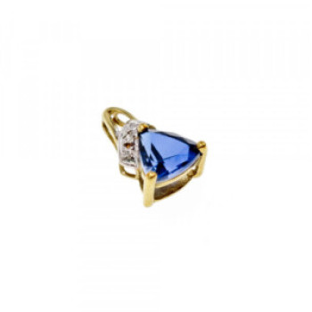 10K Yellow Gold London Blue Topaz & Diamond Pendant