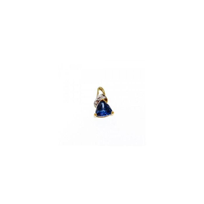 10K YELLOW GOLD LONDON BLUE TOPAZ & DIAMOND PENDANT