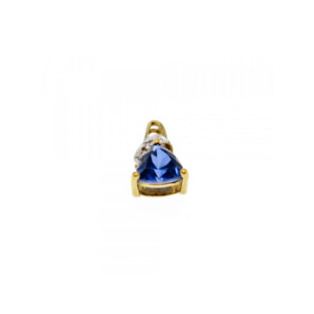 10K YELLOW GOLD LONDON BLUE TOPAZ & DIAMOND PENDANT