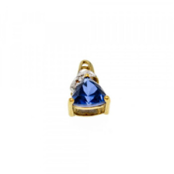10K Yellow Gold London Blue Topaz & Diamond Pendant