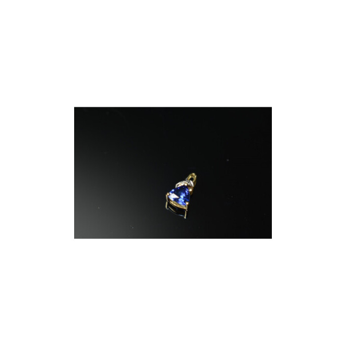 10K YELLOW GOLD LONDON BLUE TOPAZ & DIAMOND PENDANT