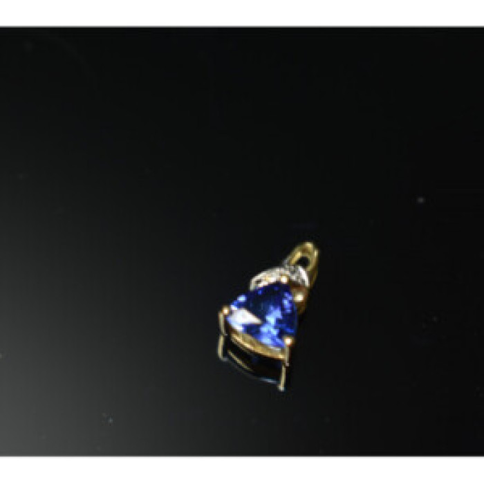 10K Yellow Gold London Blue Topaz & Diamond Pendant