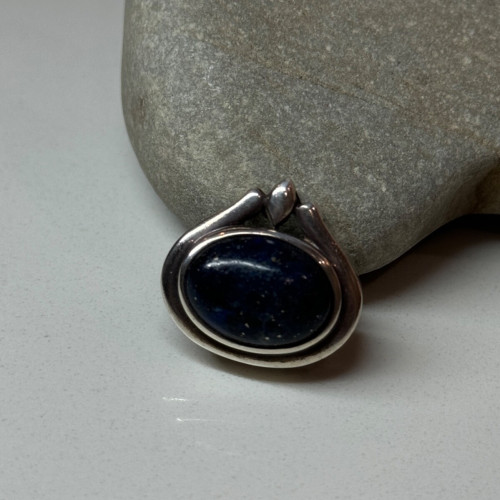 925 Sterling Silver Pendant Sodalite Length 0.9 In