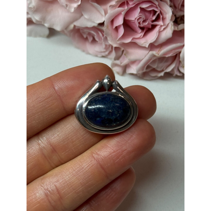 925 Sterling Silver Pendant Sodalite Length 0.9 In