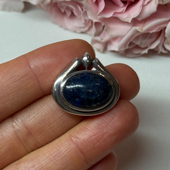 925 Sterling Silver Pendant Sodalite Length 0.9 In