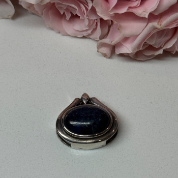 925 Sterling Silver Pendant Sodalite Length 0.9 In