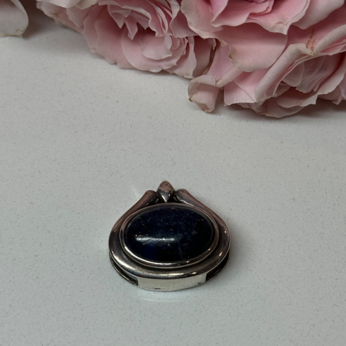 925 Sterling Silver Pendant Sodalite Length 0.9 In
