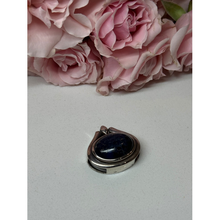 925 Sterling Silver Pendant Sodalite Length 0.9 In