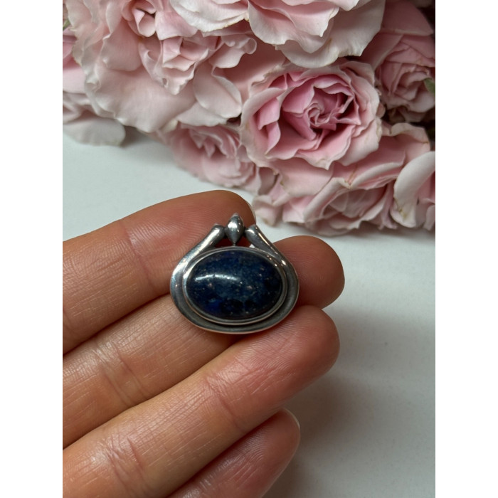 925 Sterling Silver Pendant Sodalite Length 0.9 In
