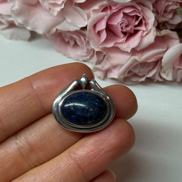 925 Sterling Silver Pendant Sodalite Length 0.9 In