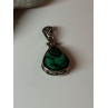 925 Sterling Silver Green Agate Pendant Length 1.4 Inch