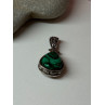 925 Sterling Silver Green Agate Pendant Length 1.4 Inch