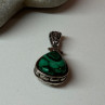 925 Sterling Silver Green Agate Pendant Length 1.4 Inch