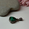 925 Sterling Silver Green Agate Pendant Length 1.4 Inch