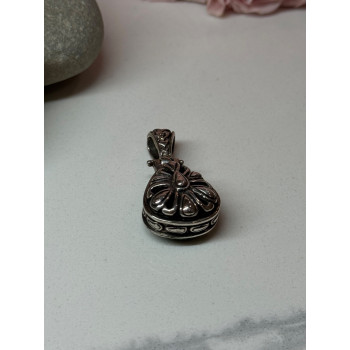 925 Sterling Silver Green Agate Pendant Length 1.4 Inch