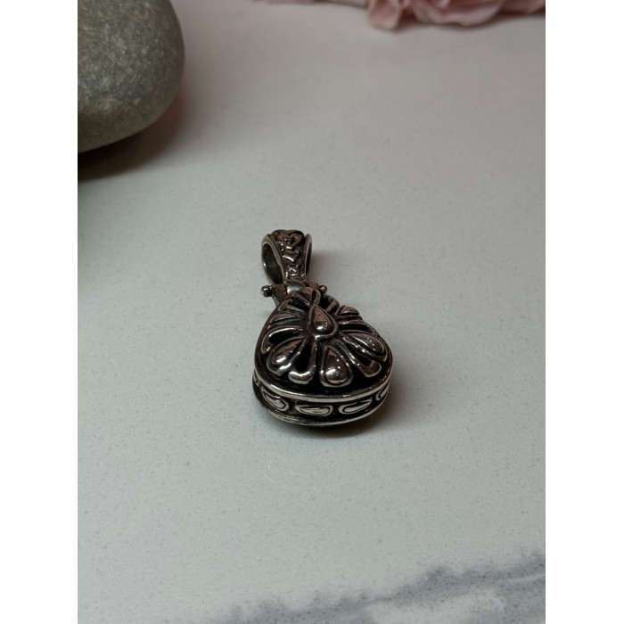 925 Sterling Silver Green Agate Pendant Length 1.4 Inch