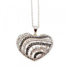 925 Sterling Silver White & Black CZ Heart Chain With Pendant