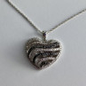 925 Sterling Silver White & Black CZ Heart Chain With Pendant