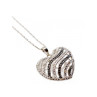 925 Sterling Silver White & Black CZ Heart Chain With Pendant