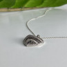 925 Sterling Silver White & Black CZ Heart Chain With Pendant
