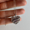 925 Sterling Silver White & Black CZ Heart Chain With Pendant