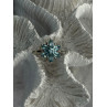 925 Sterling Silver Aquamarine Flower Ring Size 7