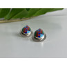 Vintage 925 Sterling Silver Agate Mosaic Stud Earrings
