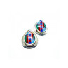 Vintage 925 Sterling Silver Agate Mosaic Stud Earrings