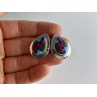 Vintage 925 Sterling Silver Agate Mosaic Stud Earrings