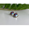 Vintage 925 Sterling Silver Agate Mosaic Stud Earrings