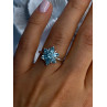 925 Sterling Silver Aquamarine Flower Ring Size 7