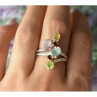 925 Sterling Silver Multi Gemstones Ring Size 8