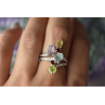 925 Sterling Silver Multi Gemstones Ring Size 8