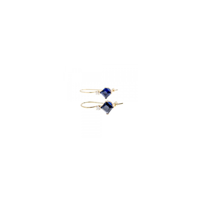 10K YELLOW GOLD SAPPHIRES & DIAMONDS EARRINGS