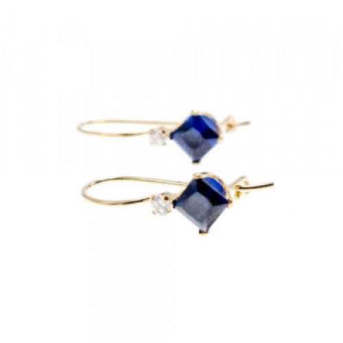 10K Yellow Gold Sapphires & Diamonds Earrings