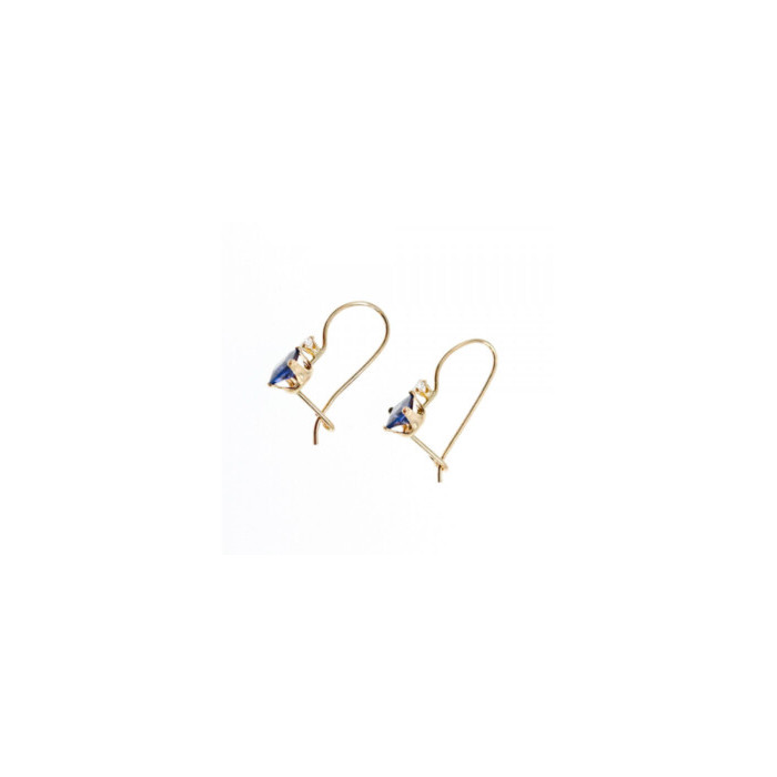 10K YELLOW GOLD SAPPHIRES & DIAMONDS EARRINGS