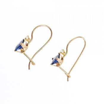 10K Yellow Gold Sapphires & Diamonds Earrings