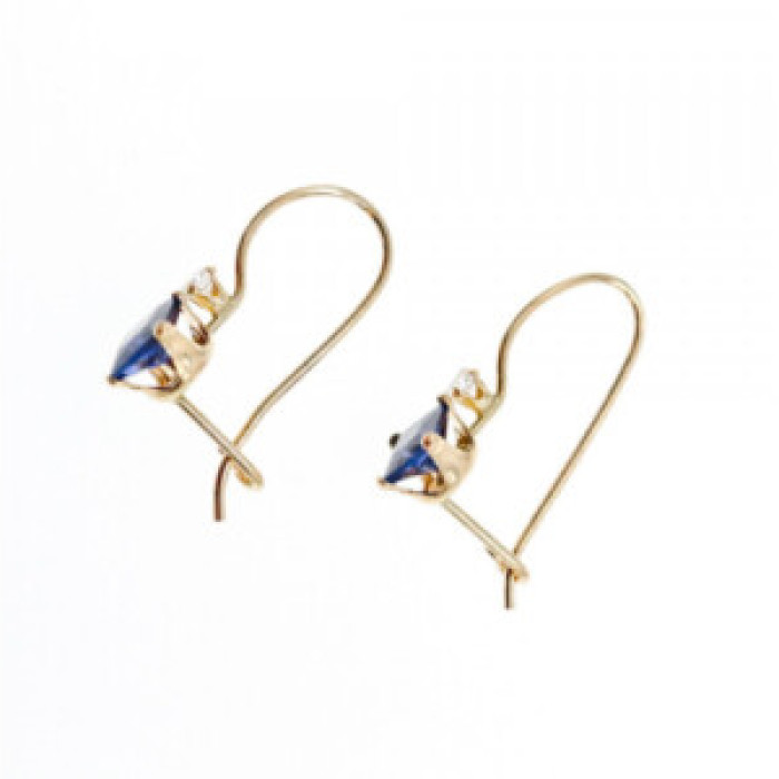 10K Yellow Gold Sapphires & Diamonds Earrings