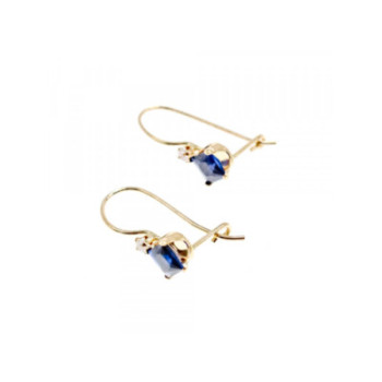 10K YELLOW GOLD SAPPHIRES & DIAMONDS EARRINGS
