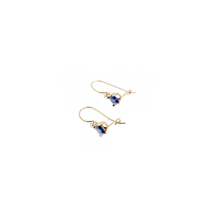 10K YELLOW GOLD SAPPHIRES & DIAMONDS EARRINGS
