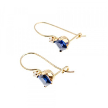 10K Yellow Gold Sapphires & Diamonds Earrings