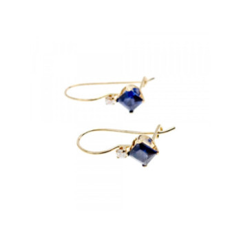 10K YELLOW GOLD SAPPHIRES & DIAMONDS EARRINGS