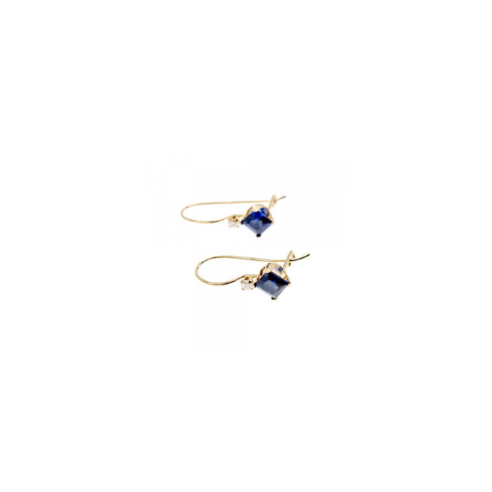 10K YELLOW GOLD SAPPHIRES & DIAMONDS EARRINGS